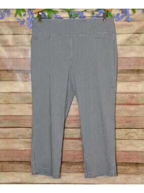 Attyre Ladies Black & White Gingham Check Capri Pull On Pants 8 Retro